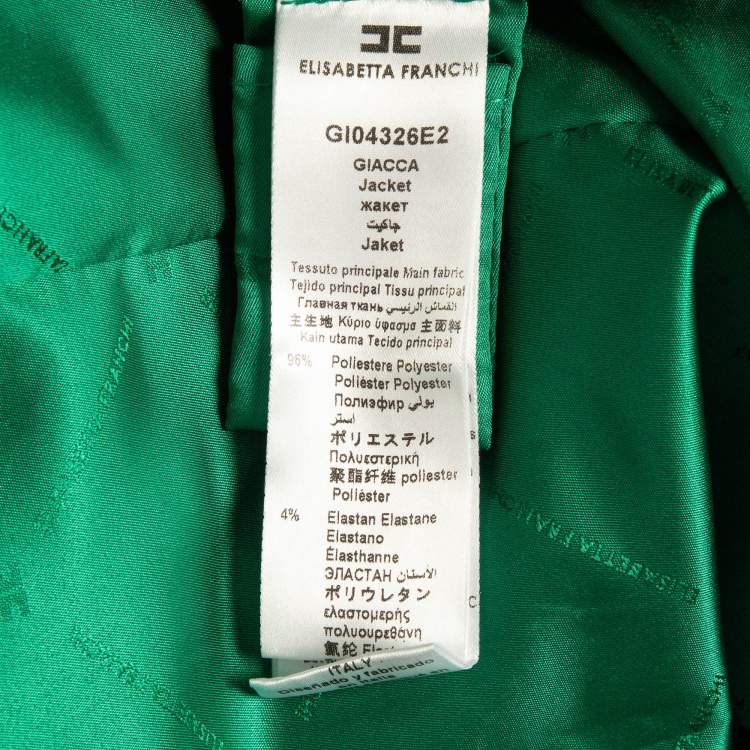 Pre Owned Elisabetta Franchi Green Crepe Single Breasted Blazer L