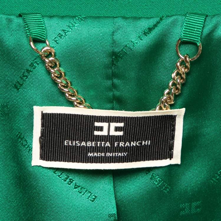 Pre Owned Elisabetta Franchi Green Crepe Single Breasted Blazer L