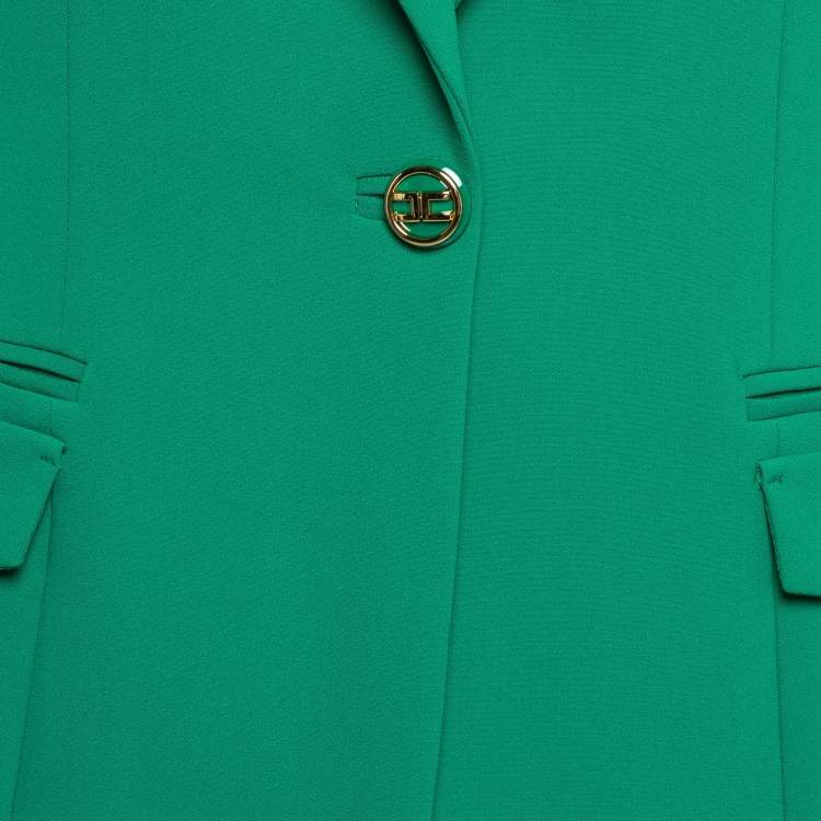 Pre Owned Elisabetta Franchi Green Crepe Single Breasted Blazer L