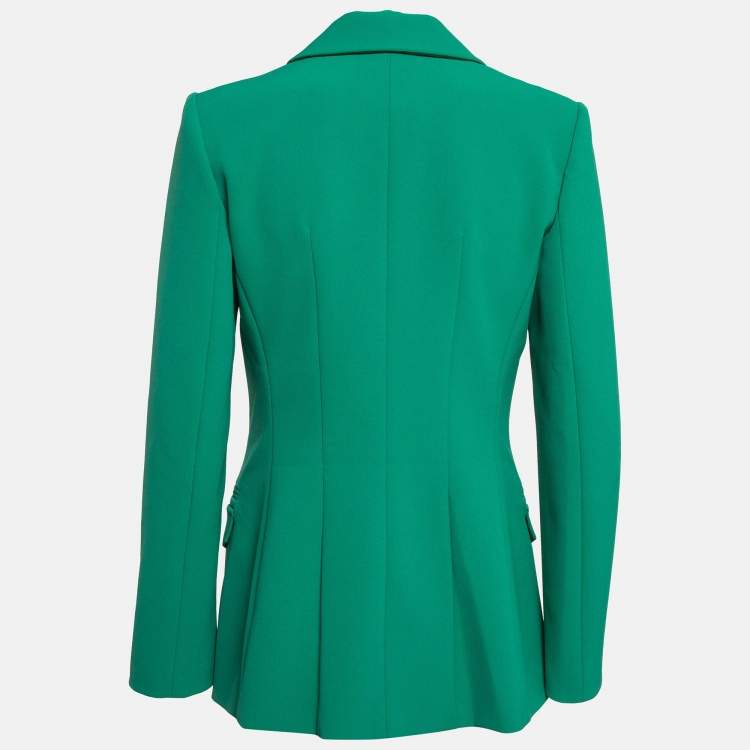 Pre Owned Elisabetta Franchi Green Crepe Single Breasted Blazer L