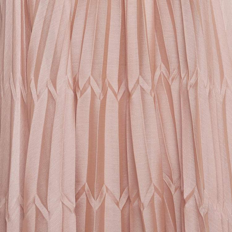 Pre Owned Elisabetta Franchi Pink Pearl Detail Chiffon Strapless Mini Dress M