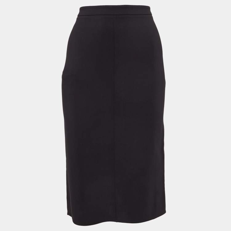 Pre Owned Elisabetta Franchi Black Crepe Pencil Skirt M