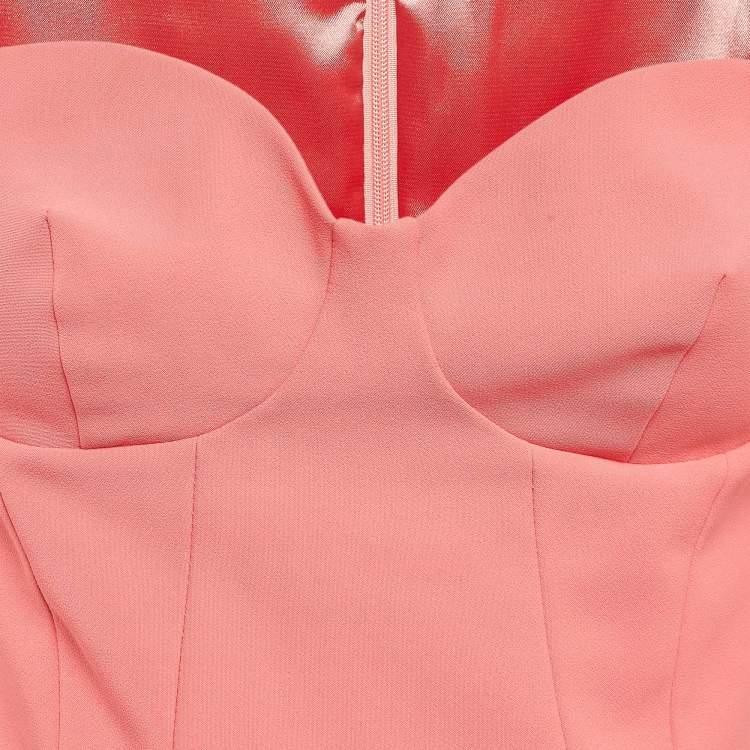 Pre Owned Elisabetta Franchi Peach Pink Crepe Sheath Dress M