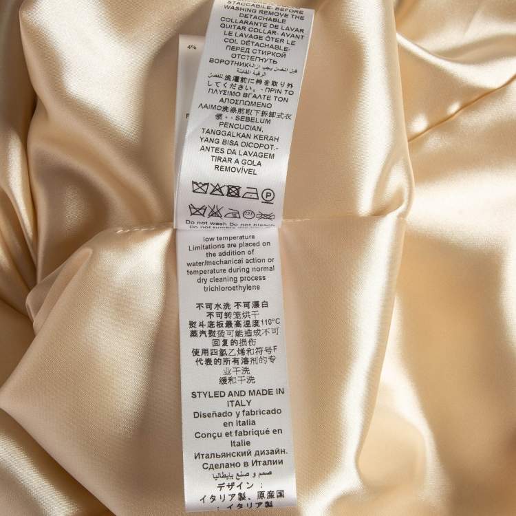 Pre Owned Elisabetta Franchi Cream Chain Print Crepe Sequin Neck-Tie Shift Dress M