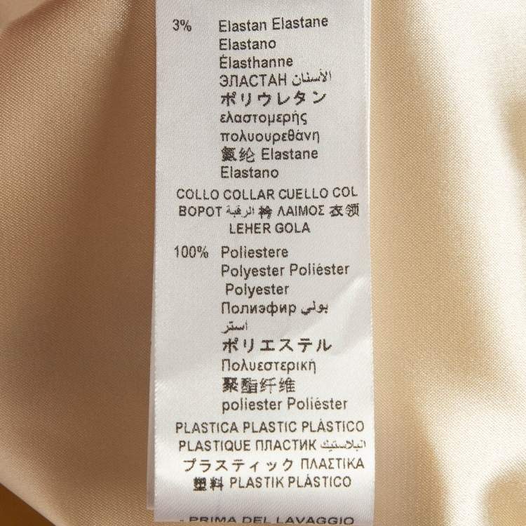 Pre Owned Elisabetta Franchi Cream Chain Print Crepe Sequin Neck-Tie Shift Dress M