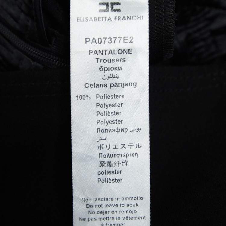 Pre Owned Elisabetta Franchi Black Crepe High-Rise Wide Leg Trousers S