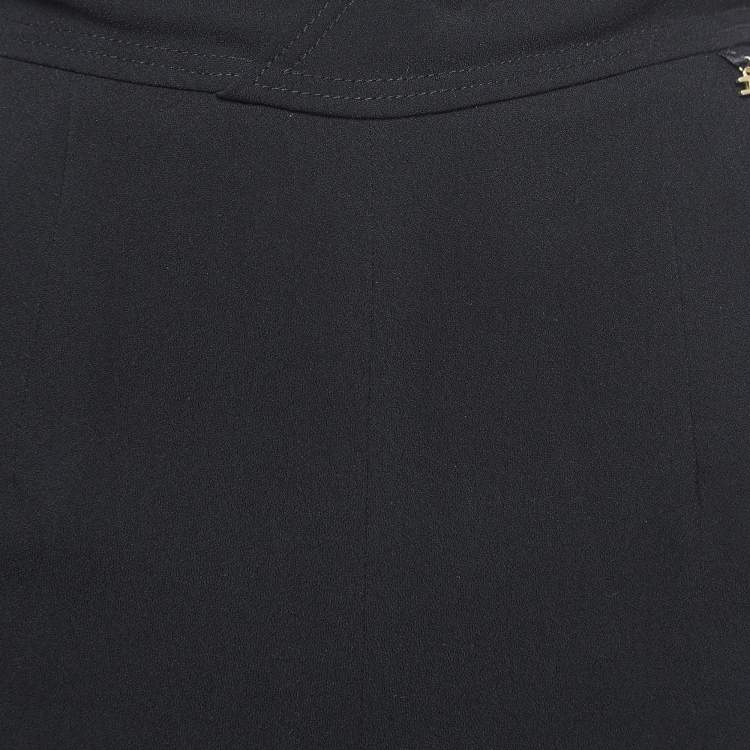 Pre Owned Elisabetta Franchi Black Crepe High-Rise Wide Leg Trousers S