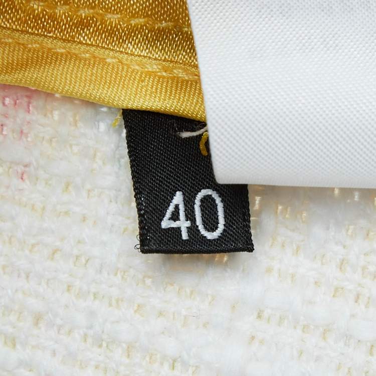 Pre Owned Elisabetta Franchi Yellow Hearts print Cotton Canvas Fringed Mini Skirt S