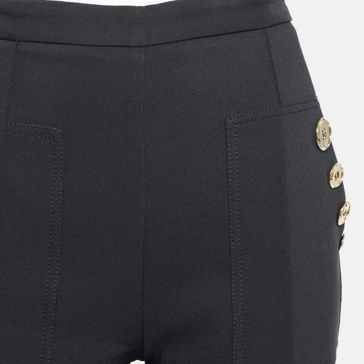 Pre Owned Elisabetta Franchi Black Stretch Crepe Flared Trousers L