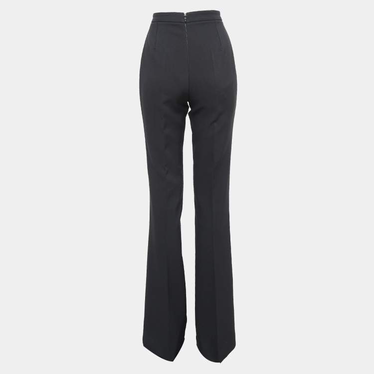 Pre Owned Elisabetta Franchi Black Stretch Crepe Flared Trousers L