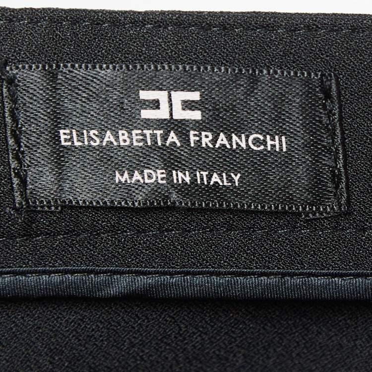 Pre Owned Elisabetta Franchi Black Stretch Crepe Flared Trousers L