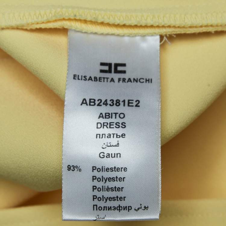 Pre Owned Elisabetta Franchi Yellow Crepe Bow Detail Passepartout Dress S
