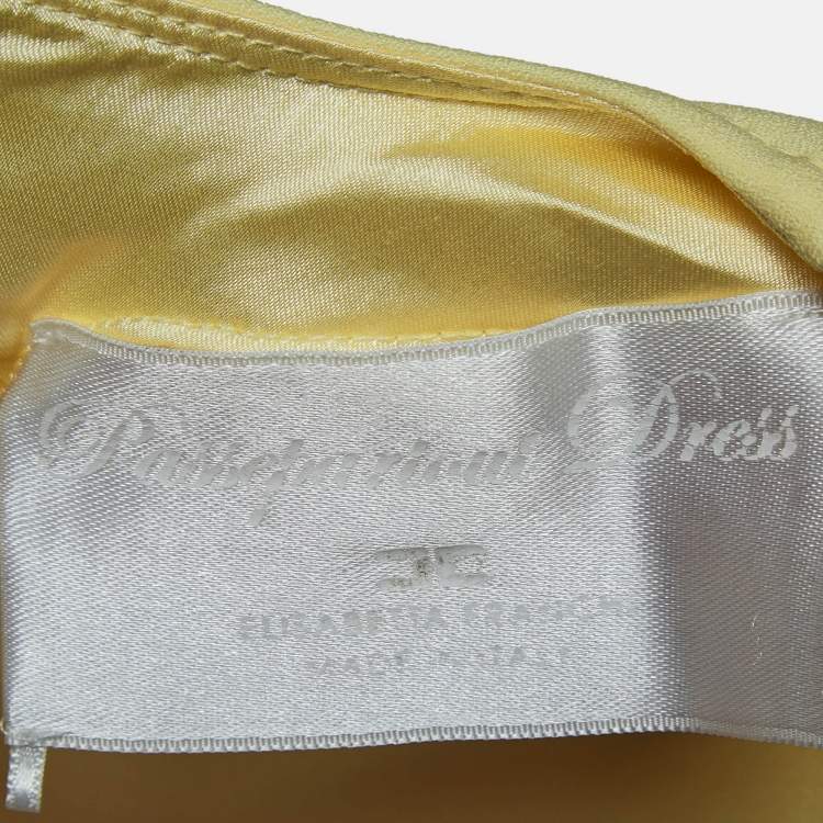 Pre Owned Elisabetta Franchi Yellow Crepe Bow Detail Passepartout Dress S