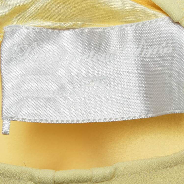 Pre Owned Elisabetta Franchi Yellow Crepe Bow Detail Passepartout Dress S