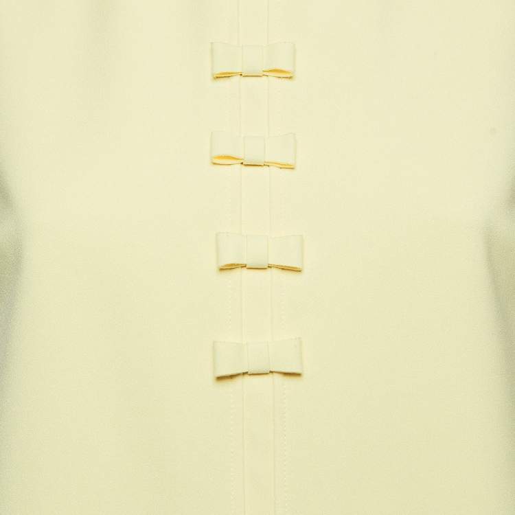 Pre Owned Elisabetta Franchi Yellow Crepe Bow Detail Passepartout Dress S