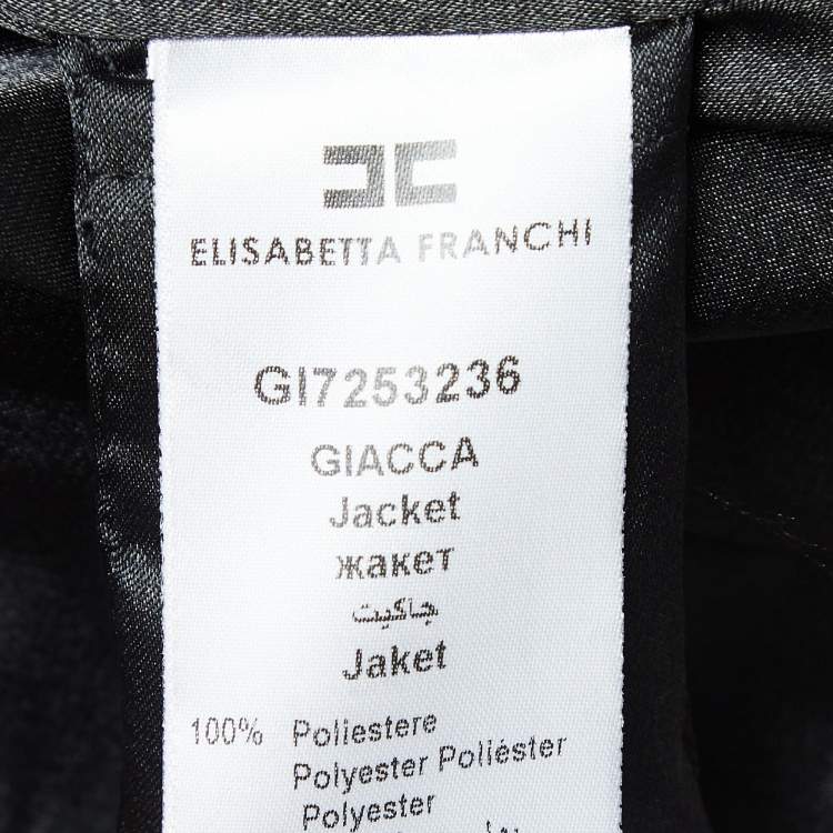 Pre Owned CH Carolina Herrera Black Crepe Patterned Hem Blazer L