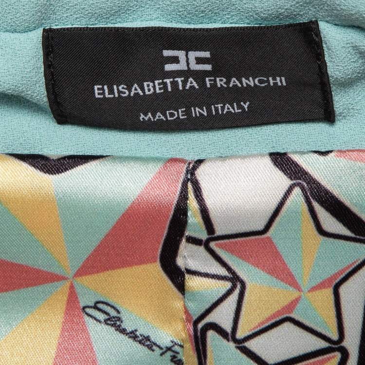 Pre Owned Elisabetta Franchi Mint Green Crepe Mid-Length Coat M