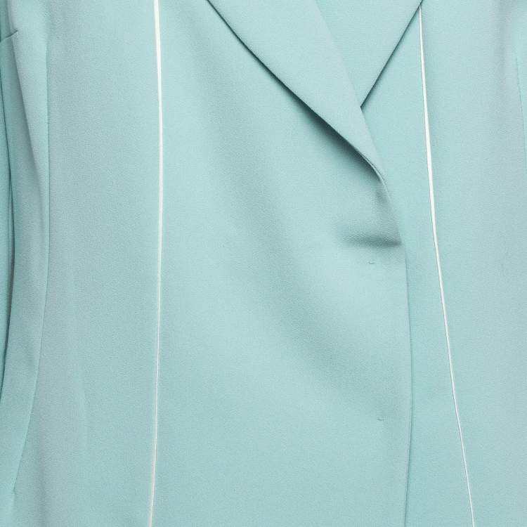 Pre Owned Elisabetta Franchi Mint Green Crepe Mid-Length Coat M