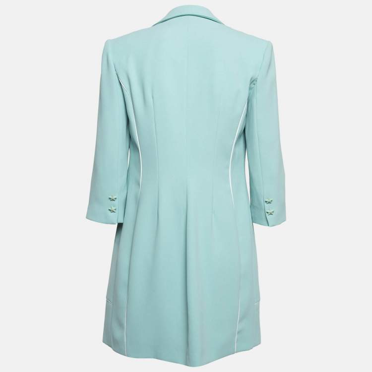 Pre Owned Elisabetta Franchi Mint Green Crepe Mid-Length Coat M