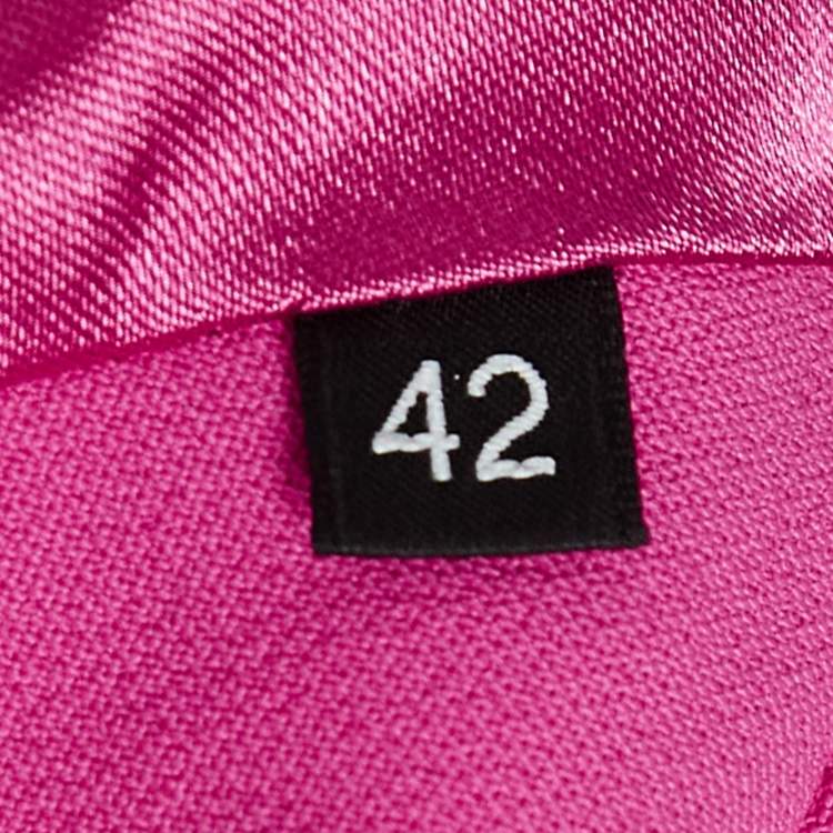Pre Owned Elisabetta Franchi Pink Crepe Fringed Double Breasted Blazer L