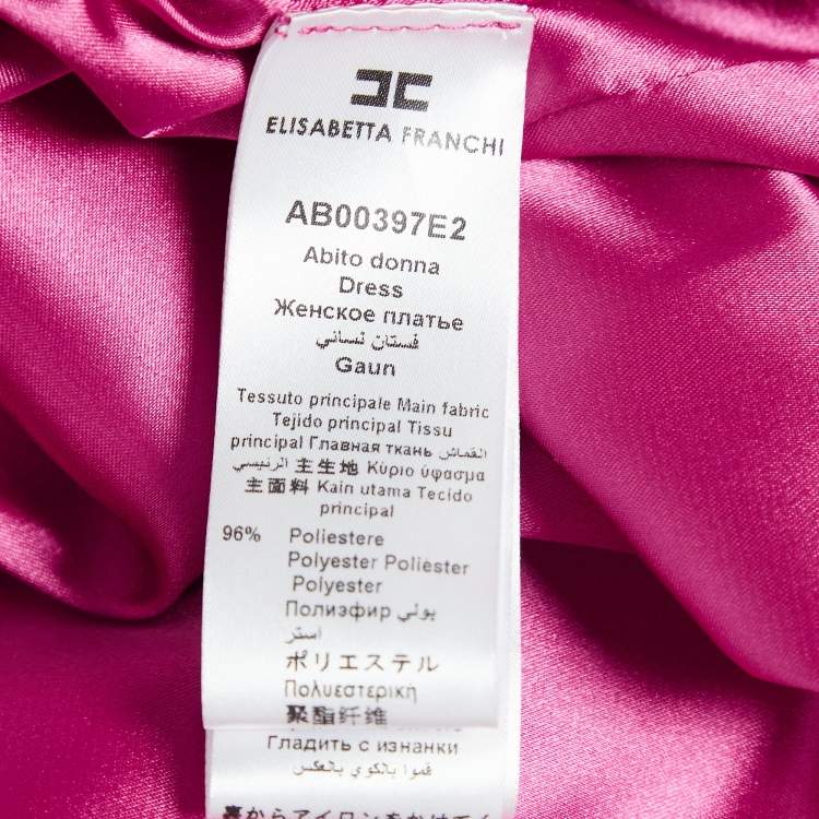 Pre Owned Elisabetta Franchi Pink Crepe Fringed Double Breasted Blazer L