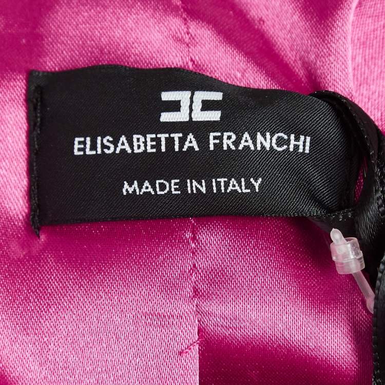Pre Owned Elisabetta Franchi Pink Crepe Fringed Double Breasted Blazer L