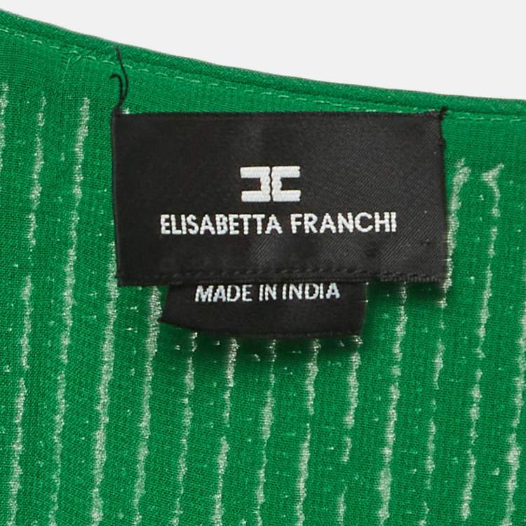 Pre Owned Elisabetta Franchi Green Sequin Crepe Midi Dress L 