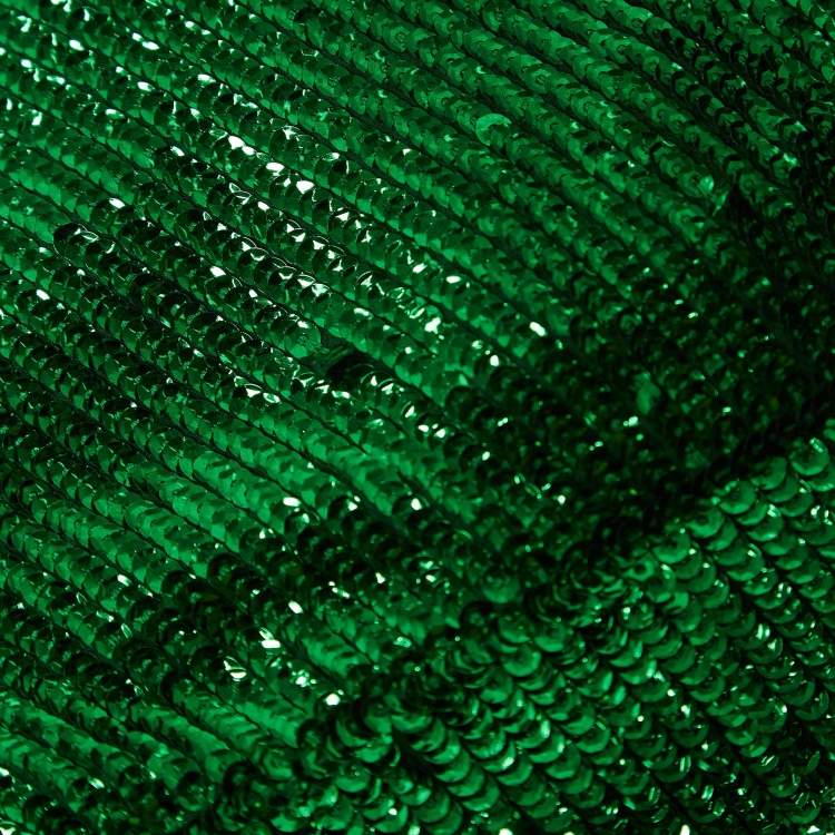Pre Owned Elisabetta Franchi Green Sequin Crepe Midi Dress L 