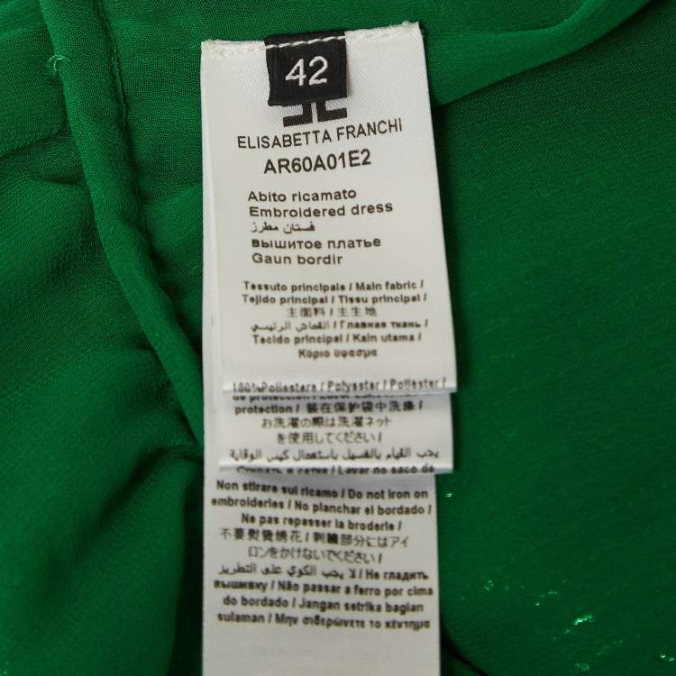 Pre Owned Elisabetta Franchi Green Sequin Crepe Midi Dress L 