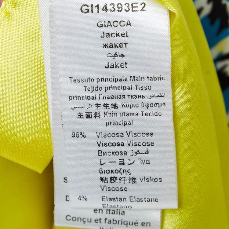 Pre Owned Elisabetta Franchi Blue Printed Jersey Cape Sleeve Open Front Jacket S