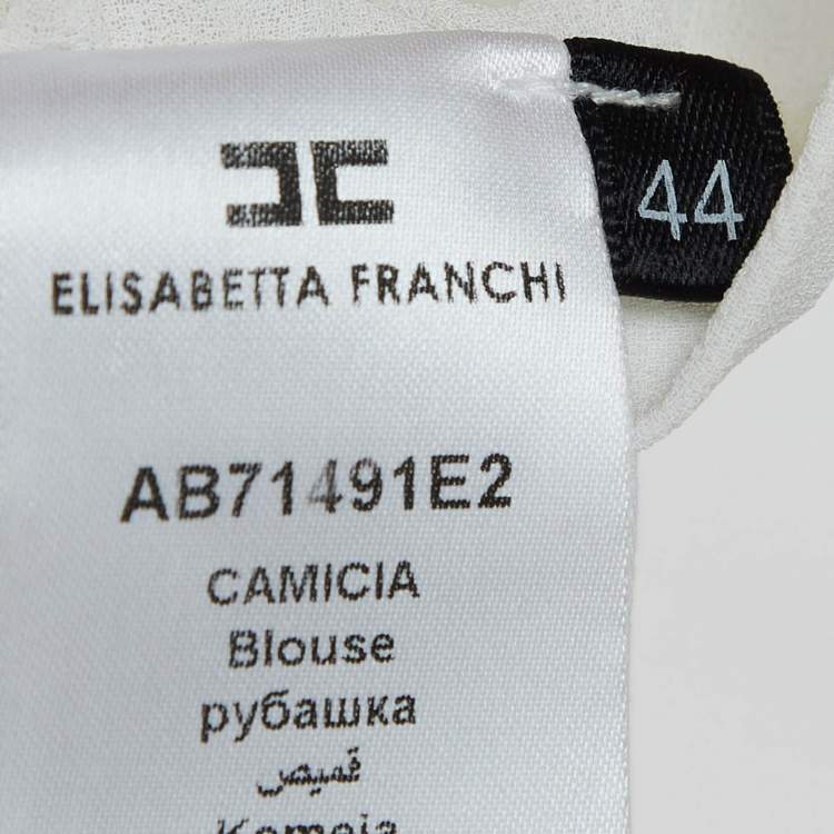 Pre Owned Elisabetta Franchi White/Orange Chiffon Detachable Mini Dress M