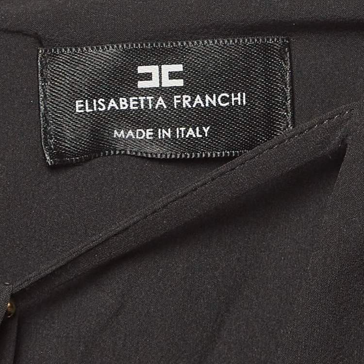 Pre Owned Elisabetta Franchi Black Jersey Bow Detail Sleeveless Bodysuit M