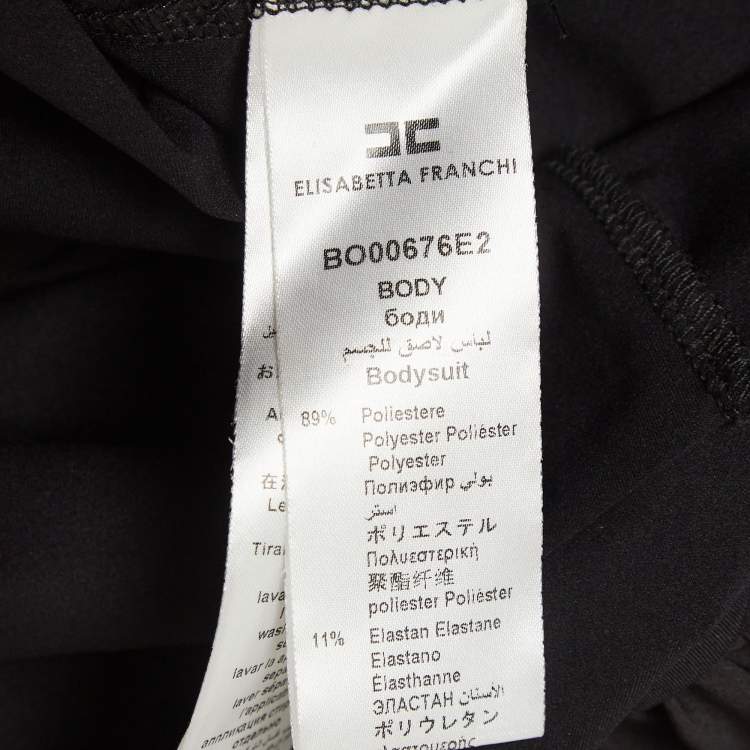 Pre Owned Elisabetta Franchi Black Jersey Bow Detail Sleeveless Bodysuit M