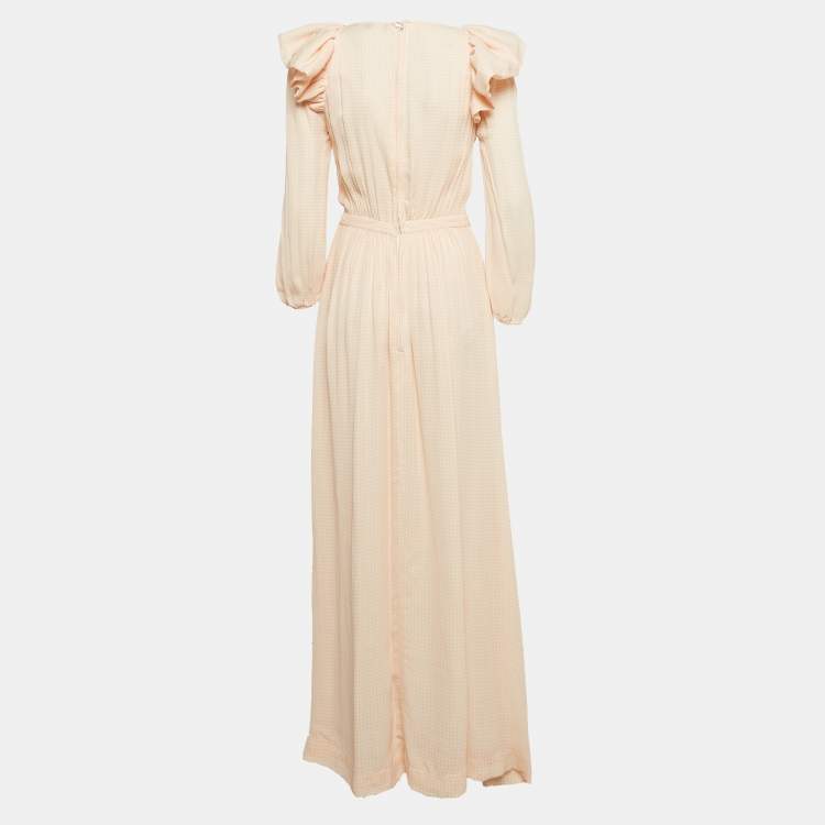Pre Owned Elisabetta Franchi Orange Checks Crepe Maxi Dress XL