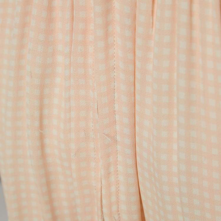 Pre Owned Elisabetta Franchi Orange Checks Crepe Maxi Dress XL
