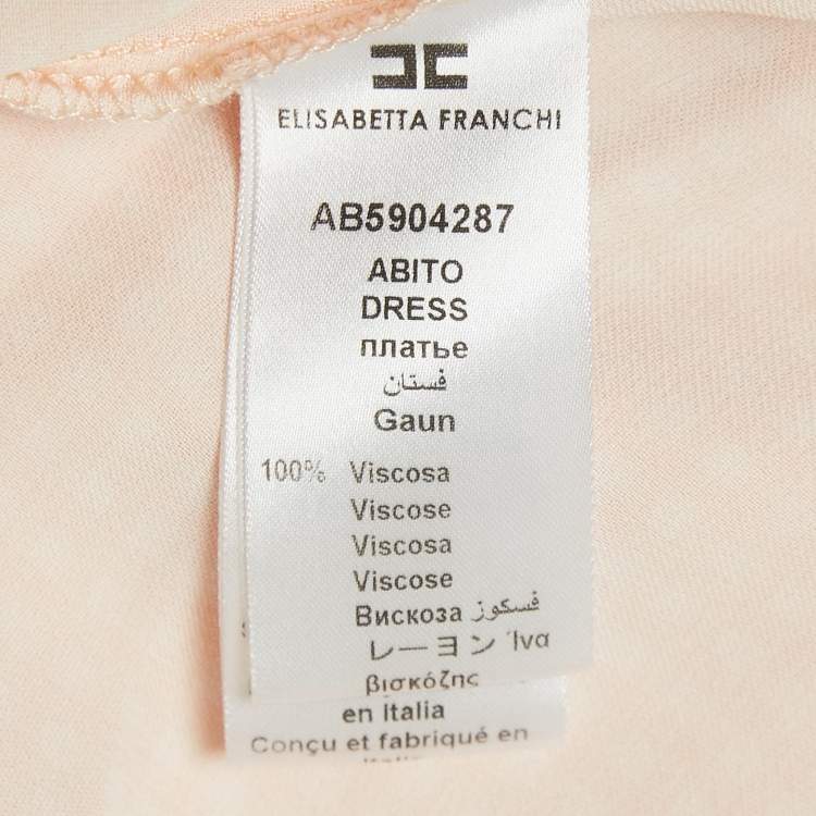 Pre Owned Elisabetta Franchi Orange Checks Crepe Maxi Dress XL