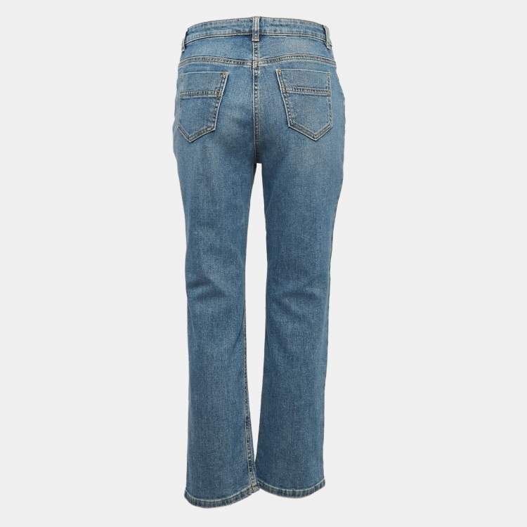 Pre Owned Elisabetta Franchi Blue Washed Denim Loose Fit Jeans M