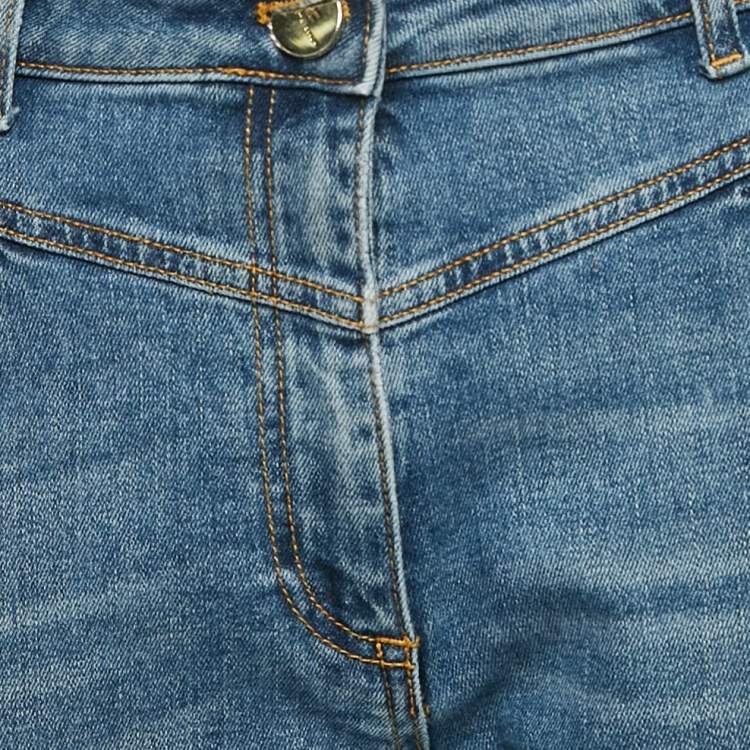 Pre Owned Elisabetta Franchi Blue Washed Denim Loose Fit Jeans M