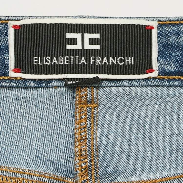 Pre Owned Elisabetta Franchi Blue Washed Denim Loose Fit Jeans M