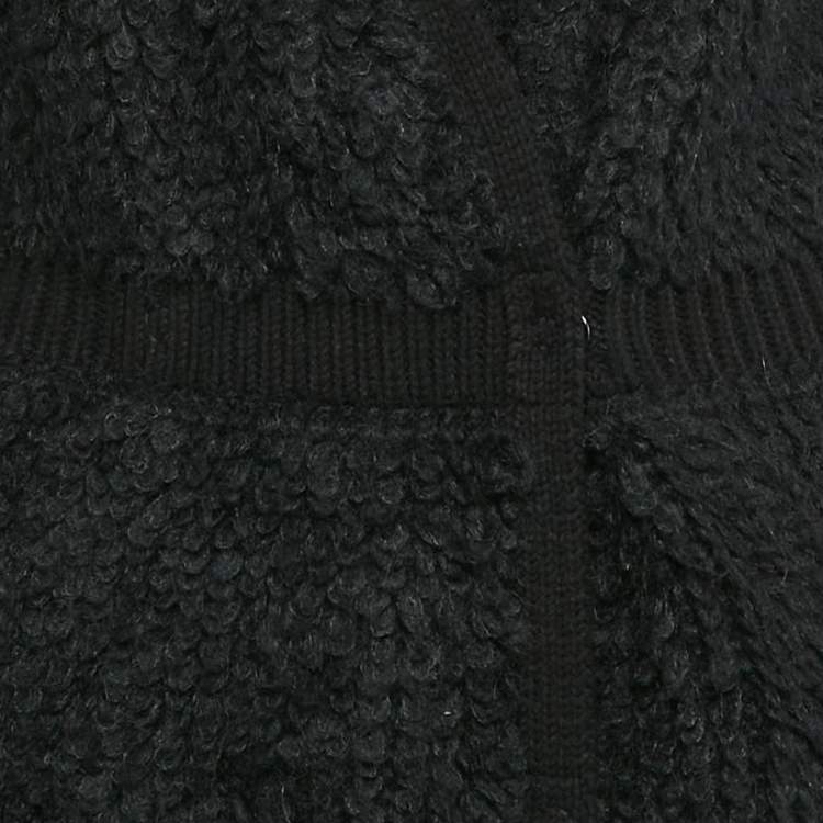 Pre Owned Elisabetta Franchi Black Wool Blend Knit Double Breasted Mini Dress L