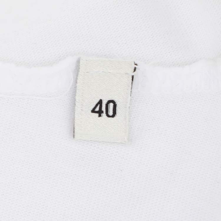 Pre Owned Elisabetta Franchi White Cotton Round Neck Chain T-Shirt S