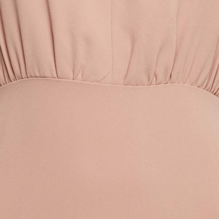 Pre Owned Elisabetta Franchi Beige Crepe Sleeveless Maxi Dress M