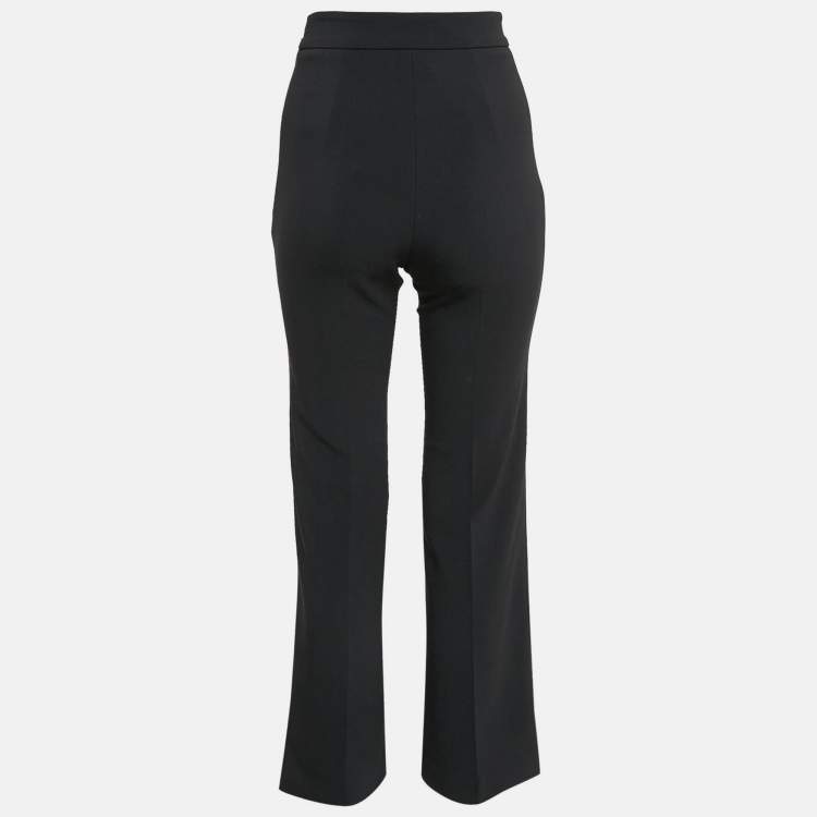 Pre Owned Elisabetta Franchi Black Logo Detail Waist Jersey Trousers S