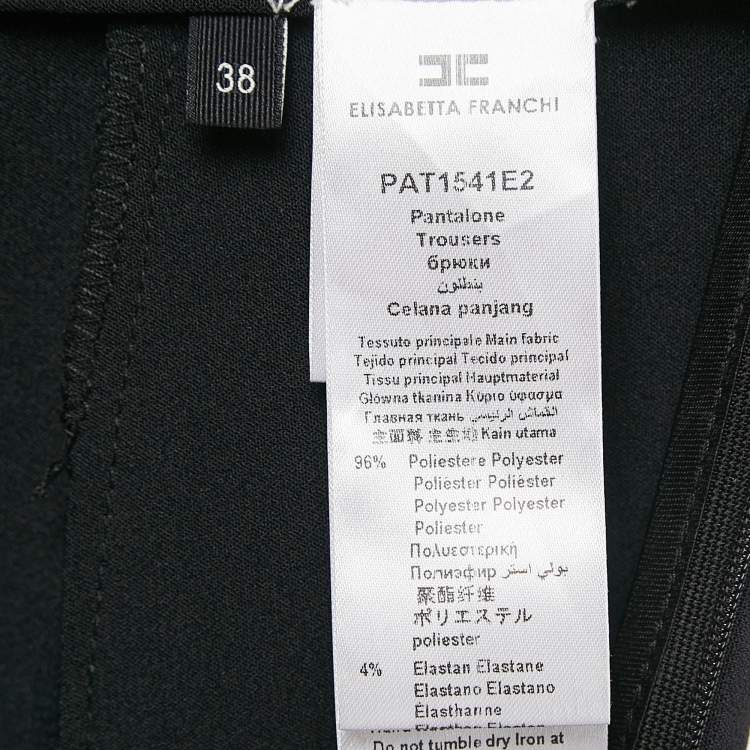 Pre Owned Elisabetta Franchi Black Logo Detail Waist Jersey Trousers S
