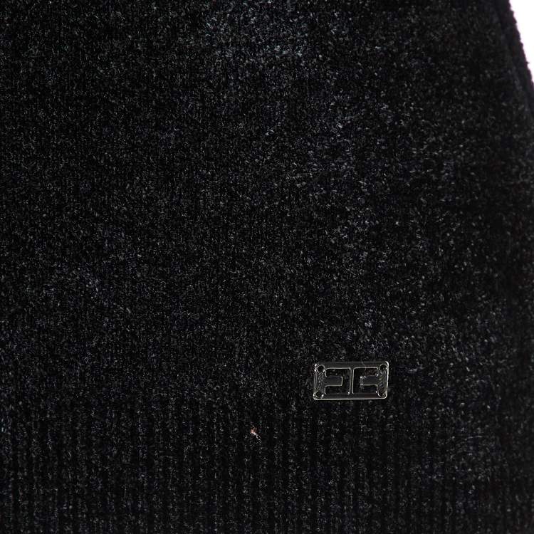 Pre Owned Elisabetta Franchi Black Knit Round Neck Sweater M