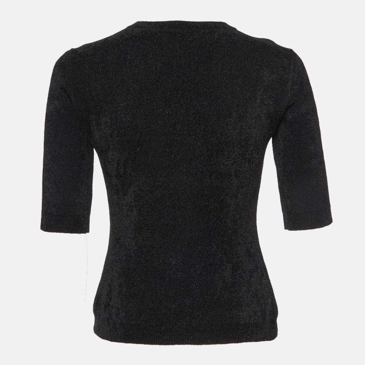 Pre Owned Elisabetta Franchi Black Knit Round Neck Sweater M