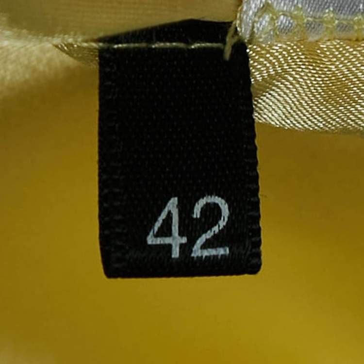 Pre Owned Elisabetta Franchi Yellow Crepe Scallop Detail Mini Skirt M