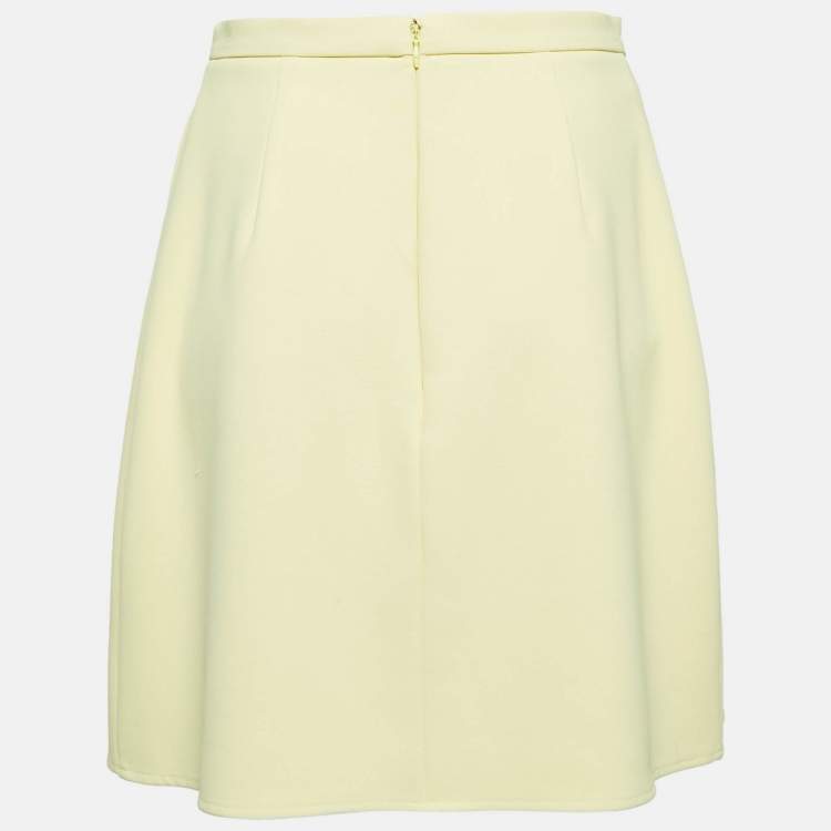Pre Owned Elisabetta Franchi Yellow Crepe Scallop Detail Mini Skirt M