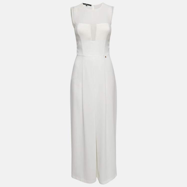 Elisabetta Franchi White Crepe Sleeveless Jumpsuit S