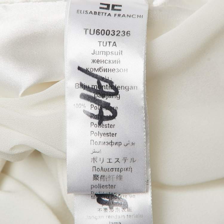Pre Owned Elisabetta Franchi White Crepe Sleeveless Jumpsuit S